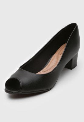 Peep Toe Beira Rio Salto Grosso Preto