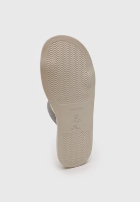 Rasteira Aberta Beira Rio Tiras Brilhantes Off-White