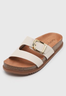 Rasteira Aberta Feminina Beira Rio Tiras Largas Off-white
