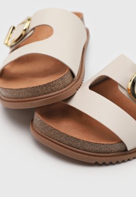 Rasteira Aberta Feminina Beira Rio Tiras Largas Off-white