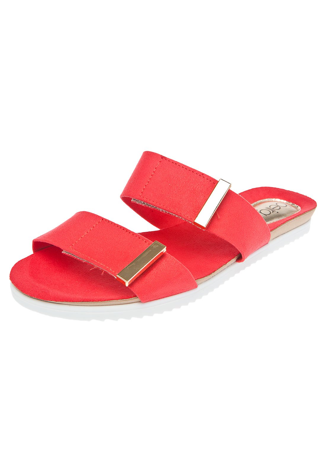 Rasteira Dafiti Shoes Tira Dupla Coral - Compre Agora