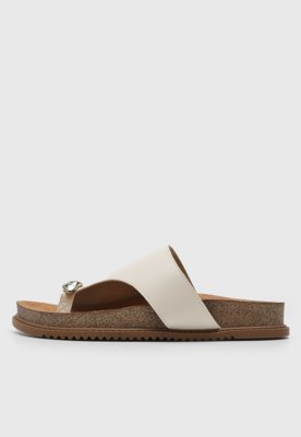 Rasteira Beira Rio Aberta Tiras Cruzadas Off-White