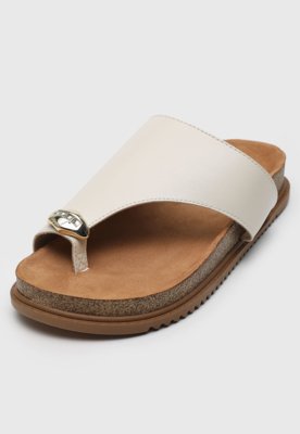 Rasteira Beira Rio Aberta Tiras Cruzadas Off-White