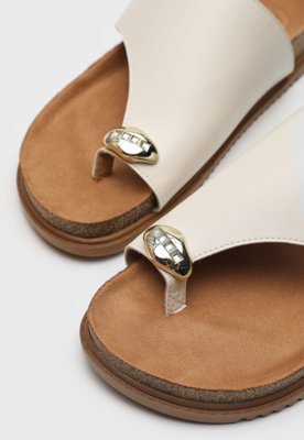 Rasteira Beira Rio Aberta Tiras Cruzadas Off-White
