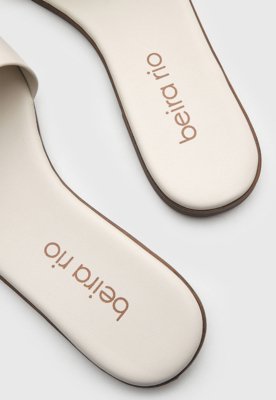 Rasteira Feminina Beira Rio Aberta Detalhe Dourado Off-white