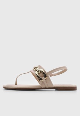 Rasteira Feminina Beira Rio Detalhe Metal Off-White