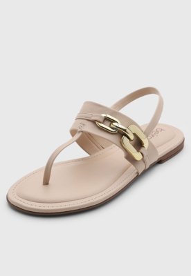 Rasteira Feminina Beira Rio Detalhe Metal Off-White