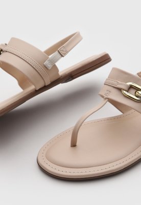Rasteira Feminina Beira Rio Detalhe Metal Off-White