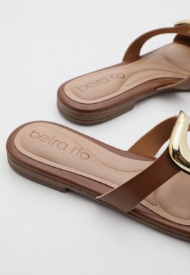 Rasteira Feminina Beira Rio Detalhe Metálico Marrom