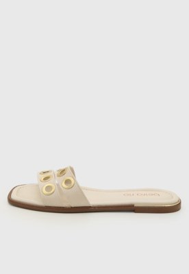 Rasteira Feminina Beira Rio Detalhes Dourados Off-White