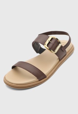 Rasteira Feminina Beira Rio Fivela Marrom