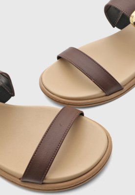 Rasteira Feminina Beira Rio Fivela Marrom
