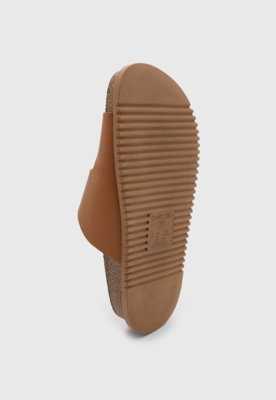 Rasteira Feminina Beira Rio Slide Tiras Fivela Caramelo