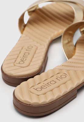 Rasteira Feminina Beira Rio Tiras Cruzadas Dourada