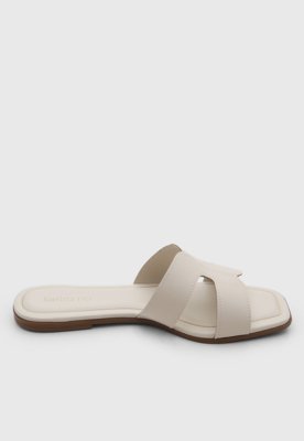 Rasteira Feminina Beira Rio Tiras Cruzadas Off-White