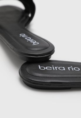 Rasteira Feminina Beira Rio Tiras Cruzadas Texturizadas Preta