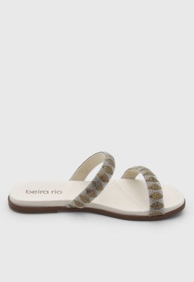 Rasteira Feminina Beira Rio Tiras Entrelaçadas Off-White