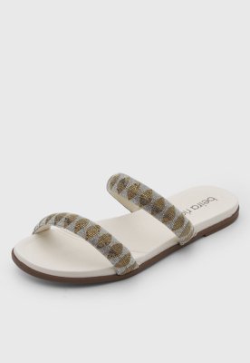 Rasteira Feminina Beira Rio Tiras Entrelaçadas Off-White