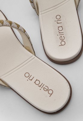 Rasteira Feminina Beira Rio Tiras Entrelaçadas Off-White