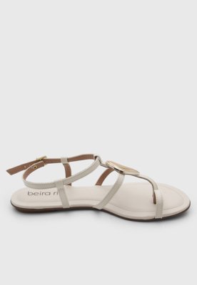 Rasteira Feminina Beira Rio Tiras Fechada Off-White