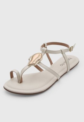 Rasteira Feminina Beira Rio Tiras Fechada Off-White