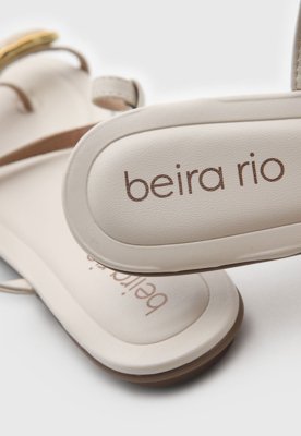 Rasteira Feminina Beira Rio Tiras Fechamento Fivela Off-White