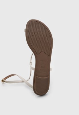 Rasteira Feminina Beira Rio Tiras Fechamento Fivela Off-White