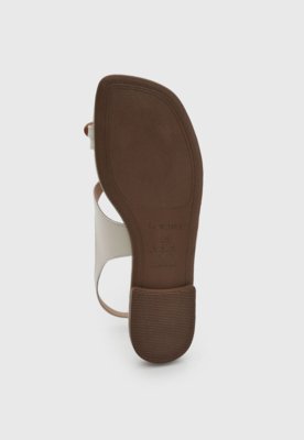 Rasteira Feminina Beira Rio Tiras Fechamento Fivela Off-white