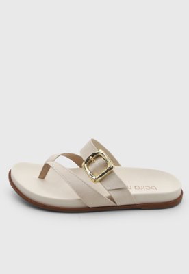 Rasteira Feminina Beira Rio Tiras Fina Off-White