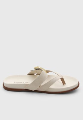 Rasteira Feminina Beira Rio Tiras Fina Off-White