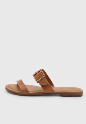 Rasteira Feminina Beira Rio Tiras Fivela Caramelo