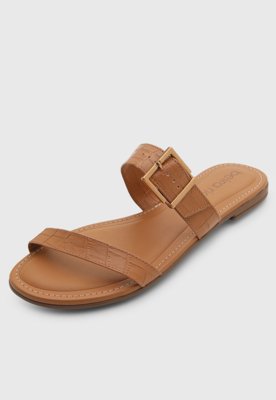 Rasteira Feminina Beira Rio Tiras Fivela Caramelo