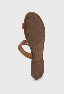 Rasteira Feminina Beira Rio Tiras Fivela Caramelo