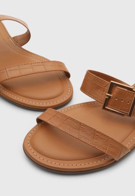 Rasteira Feminina Beira Rio Tiras Fivela Caramelo
