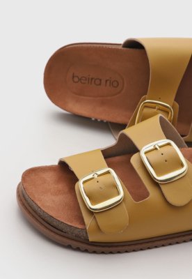 Rasteira Feminina Beira Rio Tiras Fivelas Amarela