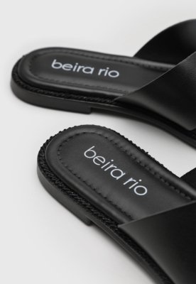 Rasteira Feminina Beira Rio Tiras Largas Preta