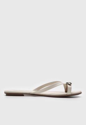 Rasteira Feminina Beira Rio Tiras Metálicas Off-white
