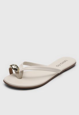 Rasteira Feminina Beira Rio Tiras Metálicas Off-white