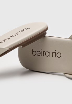 Rasteira Feminina Beira Rio Tiras Metálicas Off-white
