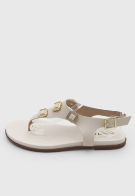Rasteira Feminina Beira Rio Tiras Off-White