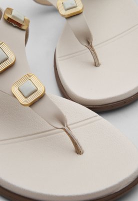 Rasteira Feminina Beira Rio Tiras Off-White