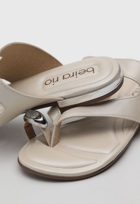 Rasteira Feminina Beira Rio Tiras Off-White
