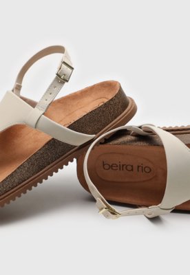 Rasteira Papete Beira Rio Aplicação Metalizada Off-White