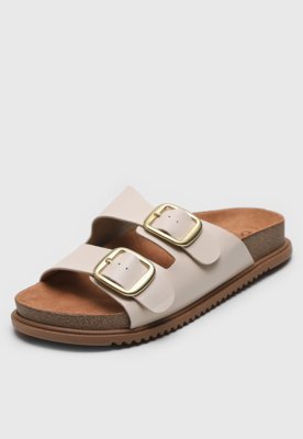Rasteira Papete Beira Rio Fivela Off-White