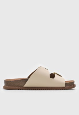 Rasteira Papete Beira Rio Tiras De Fivela Off-White