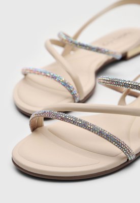 Rasteirinha Beira Rio Tira Hotfix Off-White
