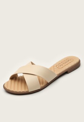 Rasteirinha Beira Rio Tiras Cruzadas Off-White