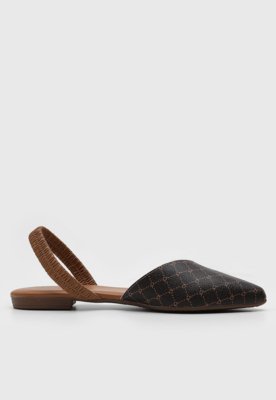 Sapatilha Slingback Beira Rio Monograma Café