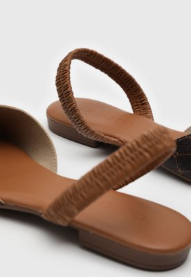 Sapatilha Slingback Beira Rio Monograma Café