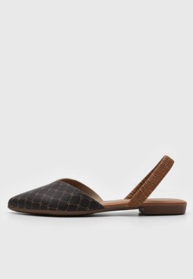 Sapatilha Slingback Beira Rio Monograma Café